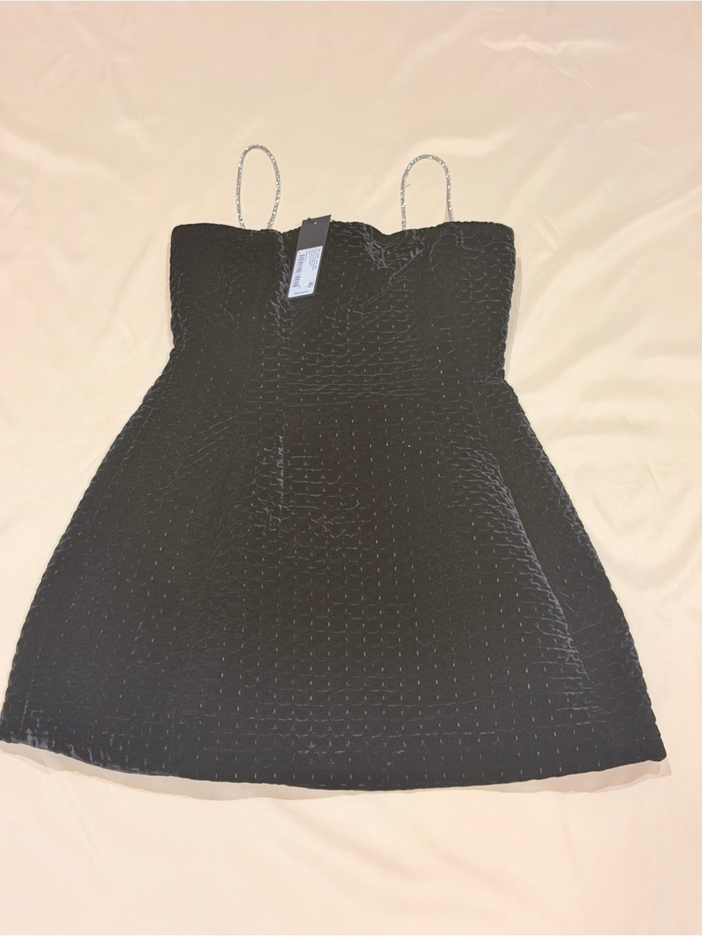 NWT Gianni Bini Park City Black Velvet Crystal Strap Dress